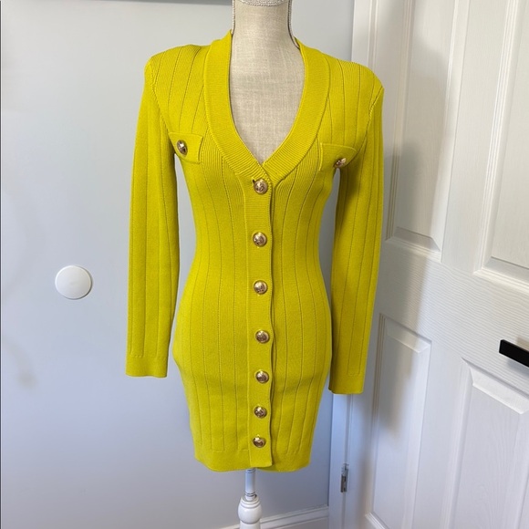 Yellow Button-Up Cardigan Dress - Picture 1 of 5